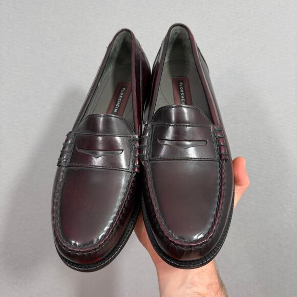 Florsheim Berkley Burgundy Leather Penny Loafers Mens 7.5 D Moc Toe Dress Preppy main image 6